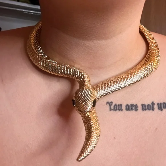Gold Snake Choker Necklace - Picture 1 of 4